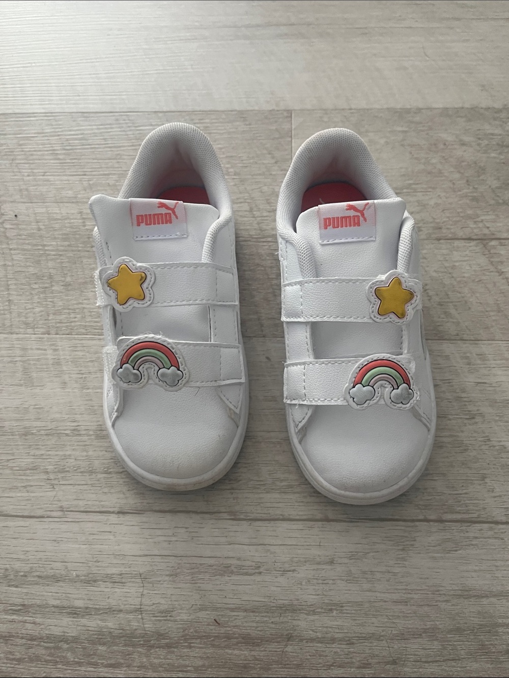 Puma Kids' White Sneakers with Rainbow & Star Charms